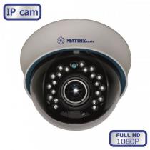 Видеокамера IP 2Mp, купольная сетевая камера, вариофокал, MATRIX MT-DW1080IP20V PoE